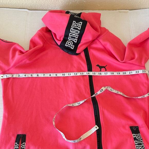 Victoria’s Secret PINK Nation Sequin Zip Hoodie L/XL Gray Reflective Thumbholes - Picture 14 of 16